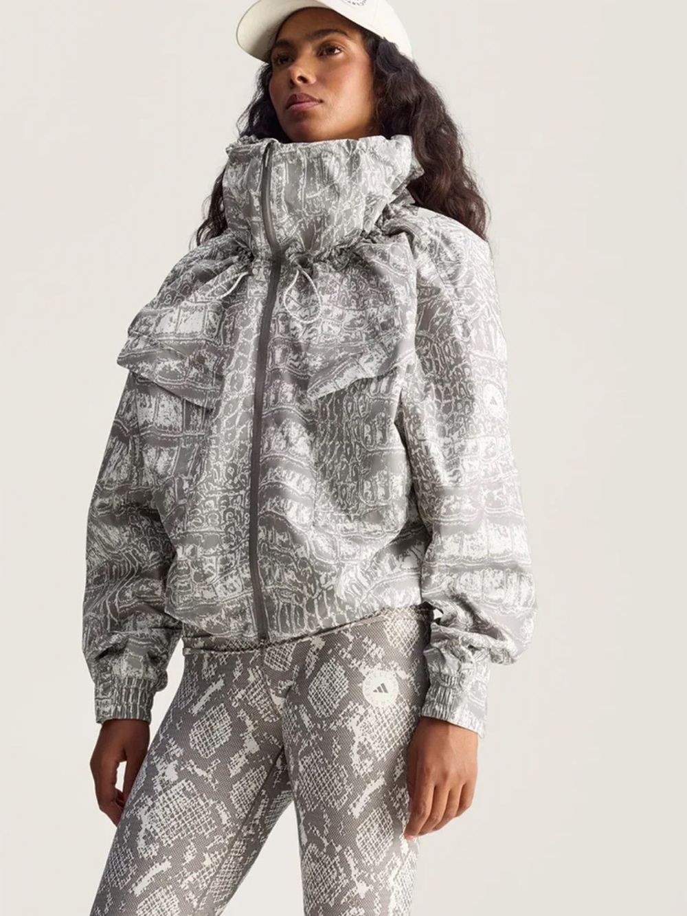NWT’S adidas by Stella McCartney Crocodile-Print Hooded grey & cream jacket